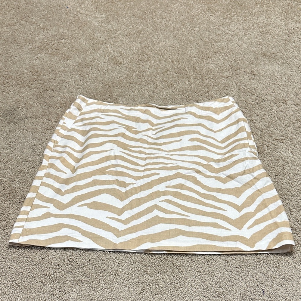 LOFT Beige and White Zebra Print Mini Skirt